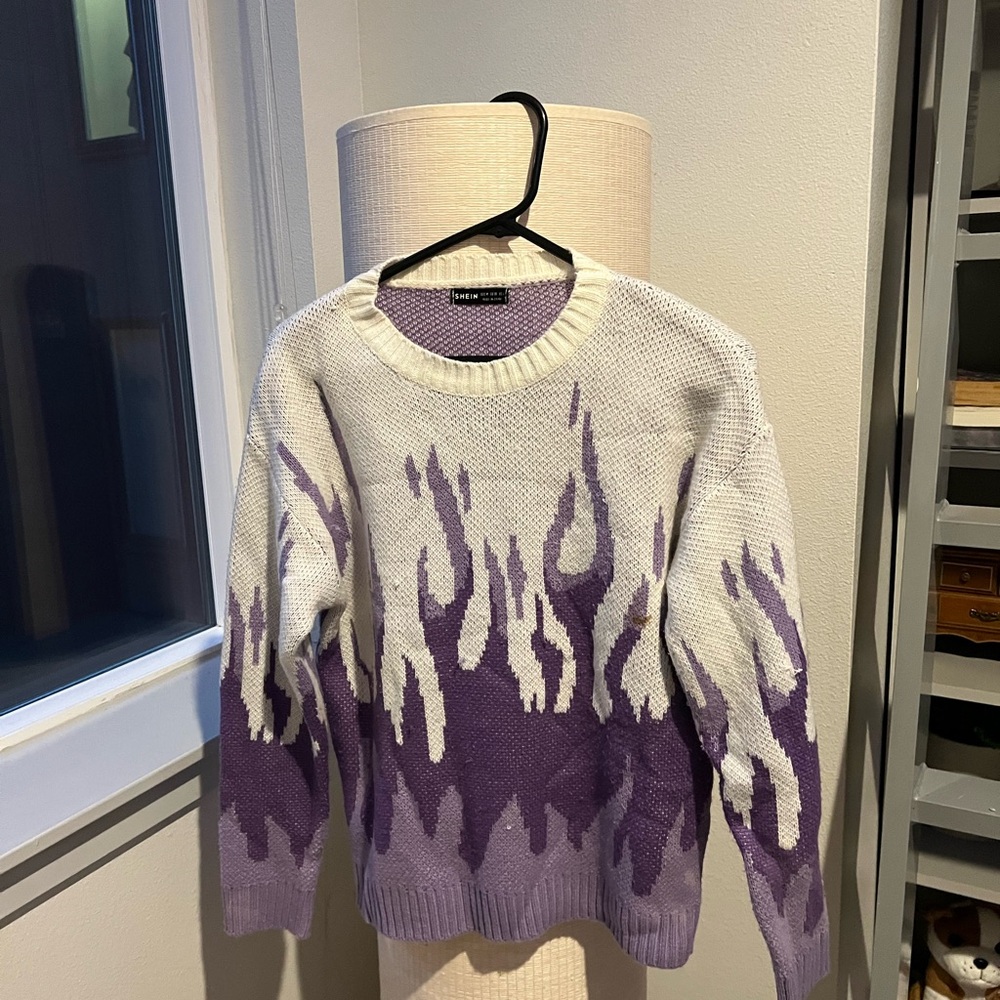 Purple and White Flame Sweater